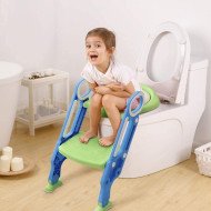 Potty Training Toilet Seat with Step Stool Ladder for Boys and Girls | Baby Toddler Kid Children Toilet Training Seat | Chair with Handles Padded Seat Non-Slip Wide Step