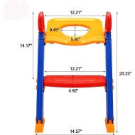 Potty Training Toilet Seat with Step Stool Ladder for Boys and Girls | Baby Toddler Kid Children Toilet Training Seat | Chair with Handles Padded Seat Non-Slip Wide Step