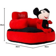Baby Sofa Seat Chair Babies and Kids Baby Sofa Chair Soft Mickey Design Plush Cushion Chair for Playing Sitting Sofa Without Belt (Color Red)